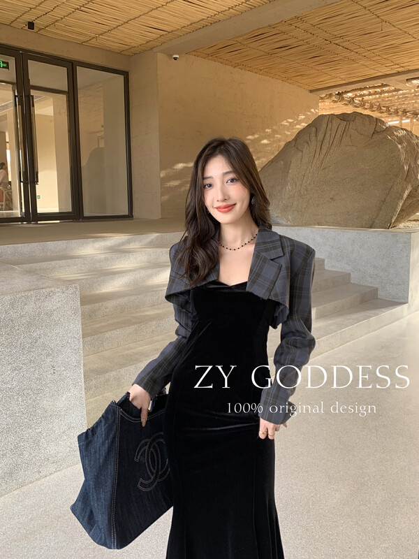 Original price 135.23! [ZY] Retro plaid niche tailoring design short suit short jacket 18055