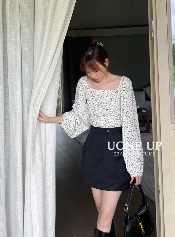 New in early autumn! [UONE] Floral Pullover Square Collar Shirt 98739# LSL