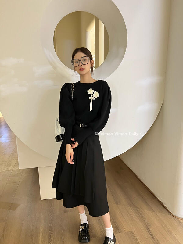 [FEI MAO] New all-match round neck short retro temperament fashion sweater Z-5410-3142