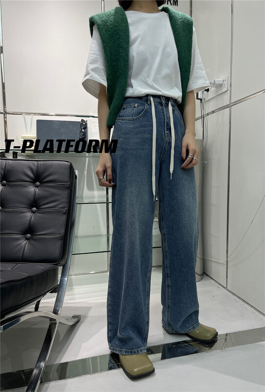 New in early autumn!【T-PLATFORM】Korean loose casual slimming jeans V8808# CQW