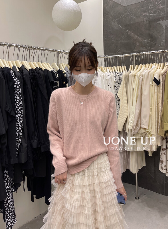 New in winter! [UONE] Simple round neck raccoon wool sweater 958# LSL