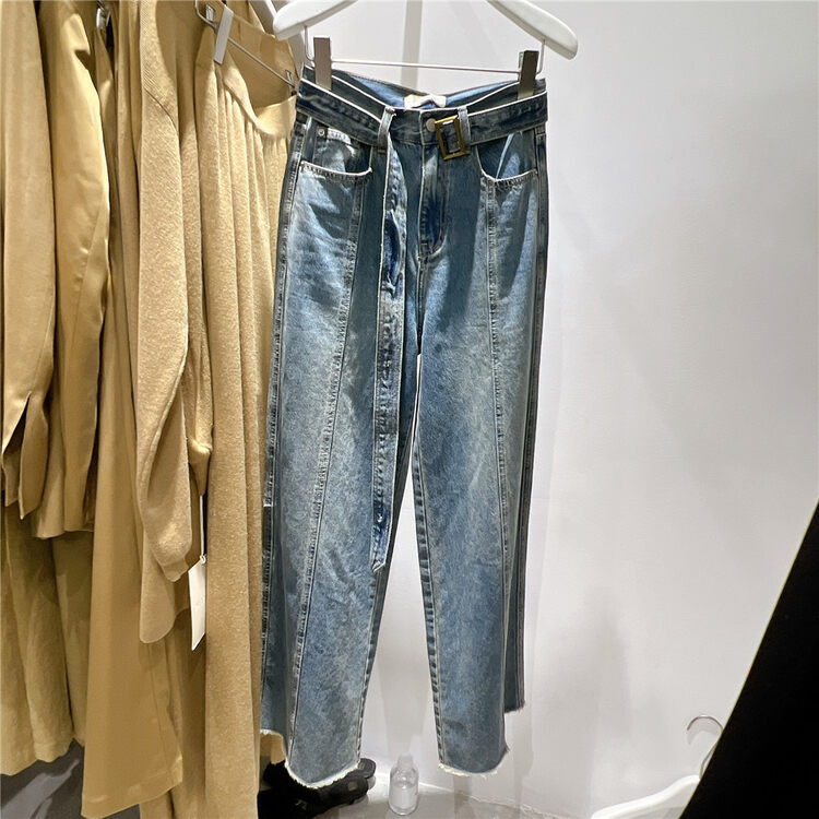 New in early autumn!【SEASONS】High waist straight loose jeans (with belt) 66103# XYJ