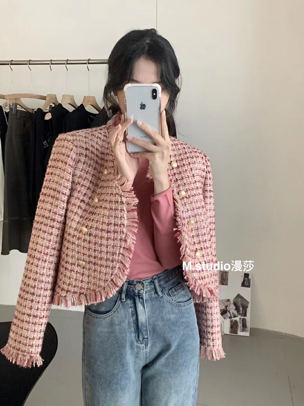 New in autumn! [MSTUDIO Mansha] Arc-shaped small aroma short coat c1102# HBX