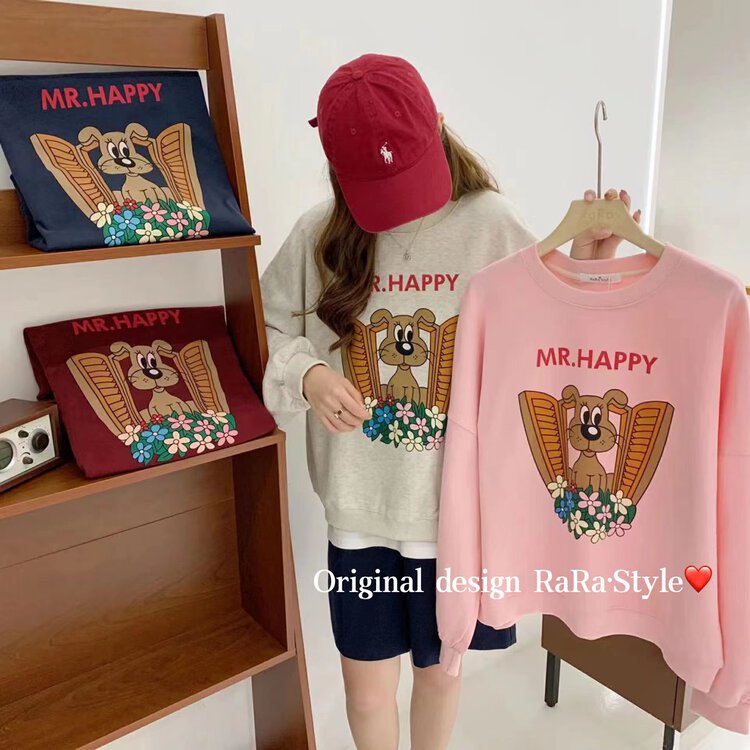 New in autumn! [RARA] cartoon printed casual retro sweater 79313# LSL