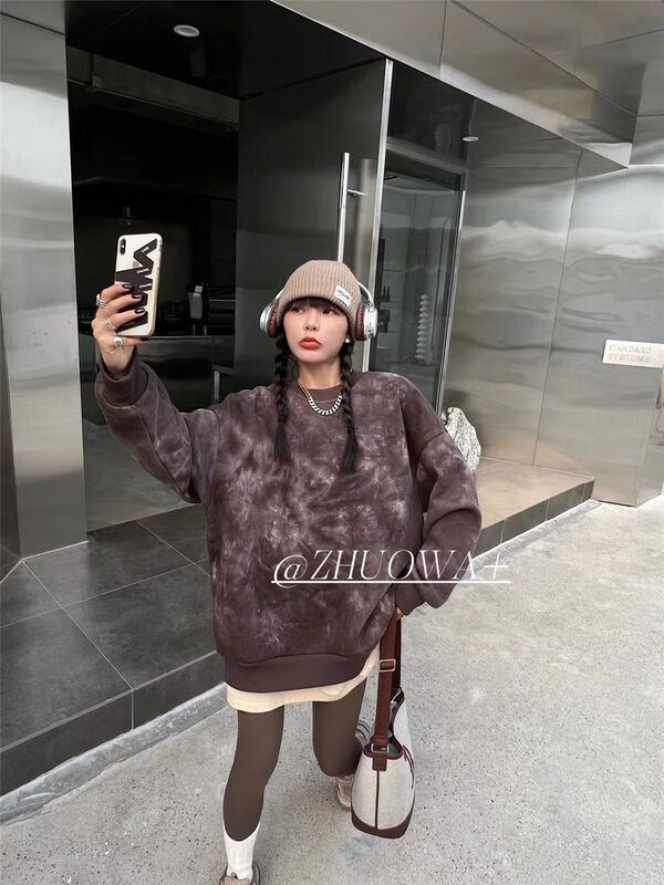 New in winter! [Strictly selected by buyers - Zhuowa] Dyeing loose and fashionable sweater 5686# CL