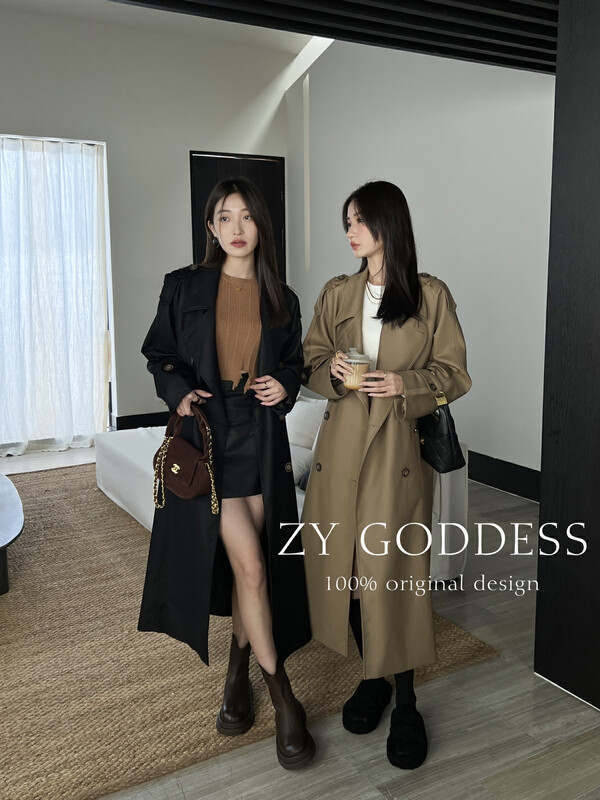 [ZY] School-supplied windbreaker coat retro double-breasted Korean temperament windbreaker (purely out of K high-end line) 18192