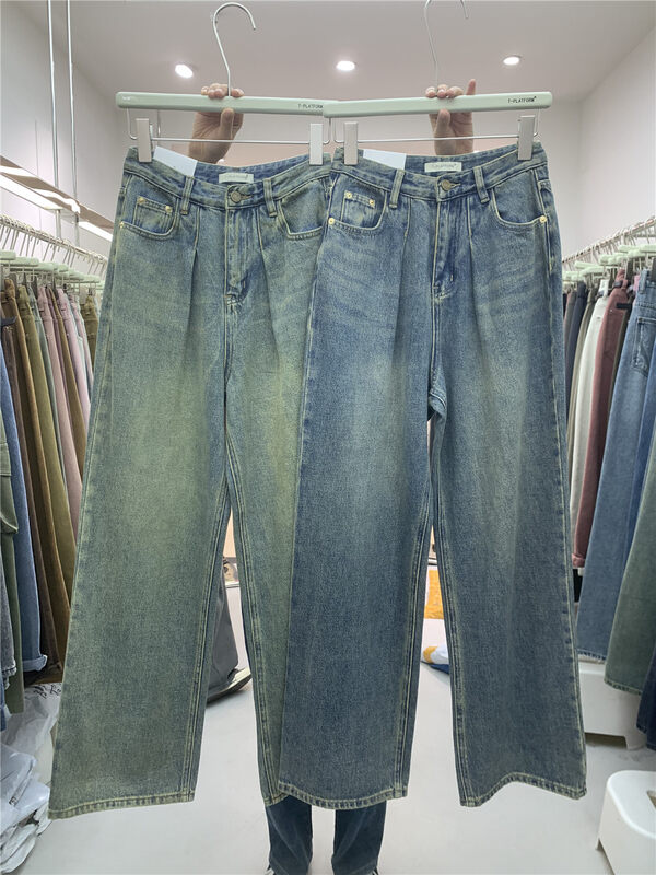 New in autumn!【T-PLATFORM】Korean all-match straight-leg ins jeans 8935# CQW