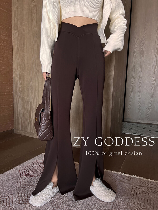 [ZY] The design is thin, slits, flared floor mopping pants, casual pants 28108