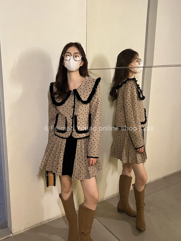 [FEI MAO] Celebrity Xiaoxiangfeng high-end sweet and fashionable temperament coat skirt suit Z-8607
