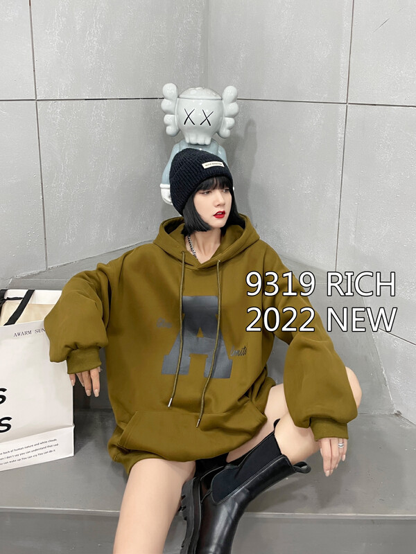 New in autumn! [9319] Korean version of the letter pattern loose large version plus velvet sweater 10001# L
