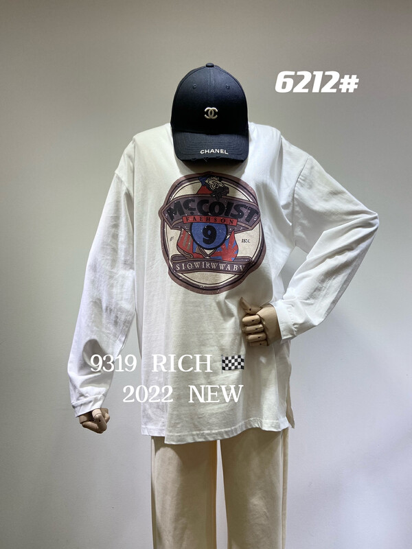 New in autumn! [9319] Printed all-match pullover long-sleeved T-shirt 6212# L