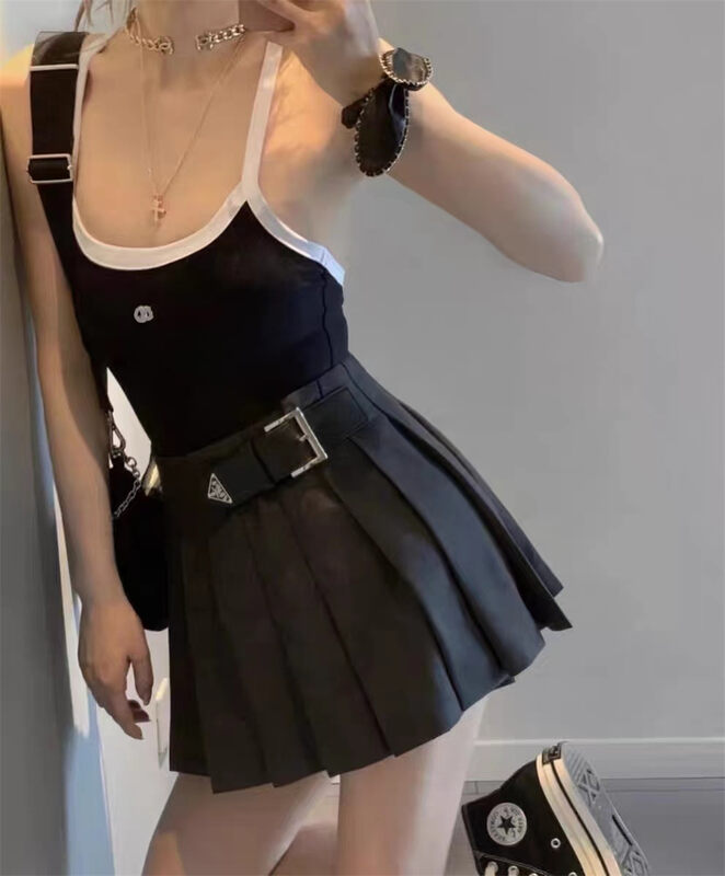 【LINNA】Pleated and slim skirt (non-removable belt) 7056# JJ