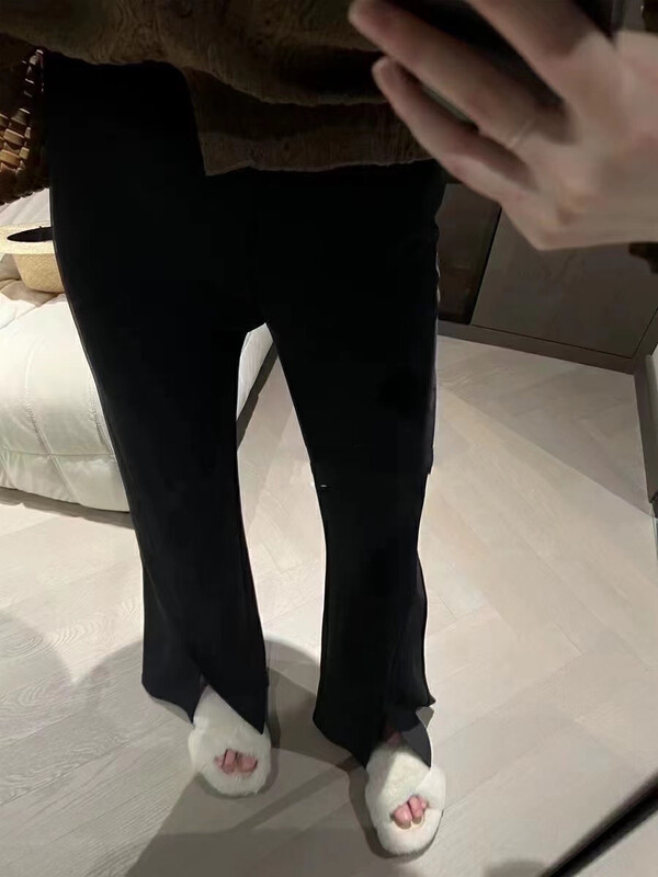 New autumn and winter! [Yan Zhen] High waist straight thin velvet slit casual pants 57553# PCZ