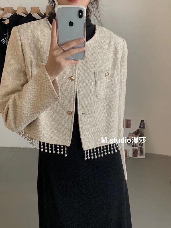 Autumn is new! [MSTUDIO Mansha] Korean version of the temperament plaid short coat t365# HBX