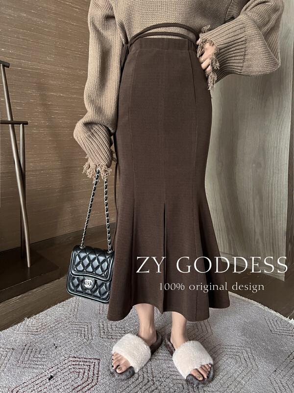 [ZY] Imported sweater material hot girl straps high waist fishtail sweater skirt skirt (invincible, thin and high texture) 28106