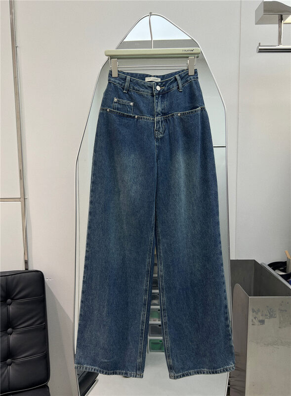 New in autumn!【T-PLATFORM】Loose all-match wide-leg jeans V8890# CQW