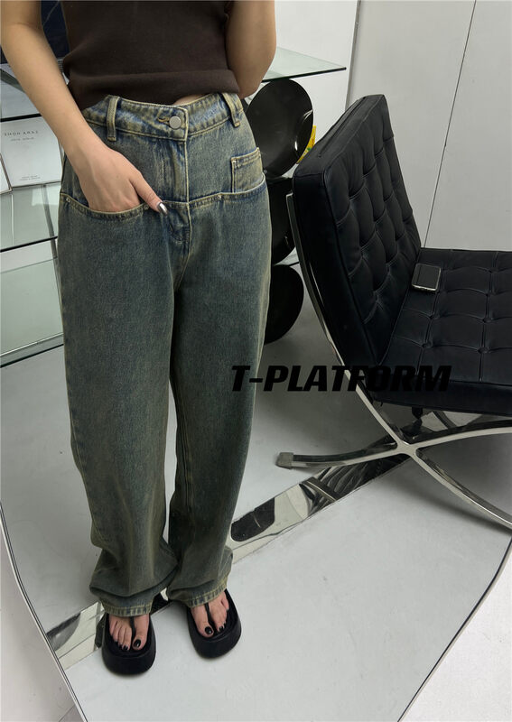 New in autumn!【T-PLATFORM】Korean style loose jeans YS1-V8797# CQW