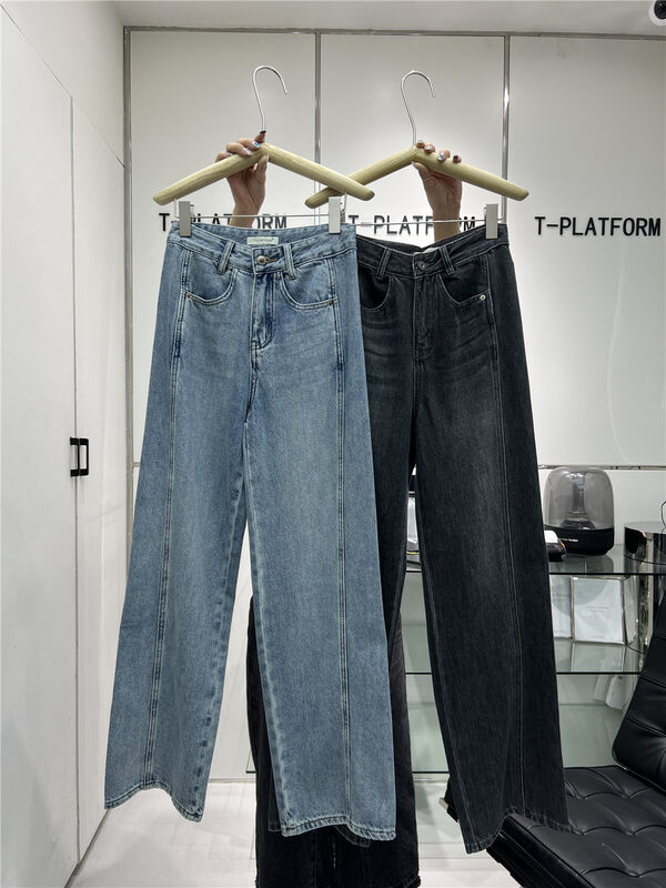 New for Autumn!【T-PLATFORM】Korean Straight Loose Casual Jeans V8665-1# CQW