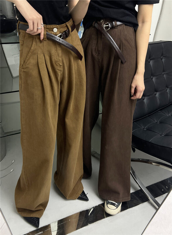 New in autumn!【T-PLATFORM】Korean wide-leg all-match casual pants (with belt) YS1-V8892# CQW