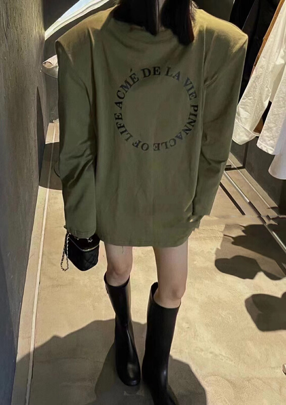 New in autumn! [Yan Zhen] Korean version of loose letter printing long-sleeved T-shirt 22377# PCZ