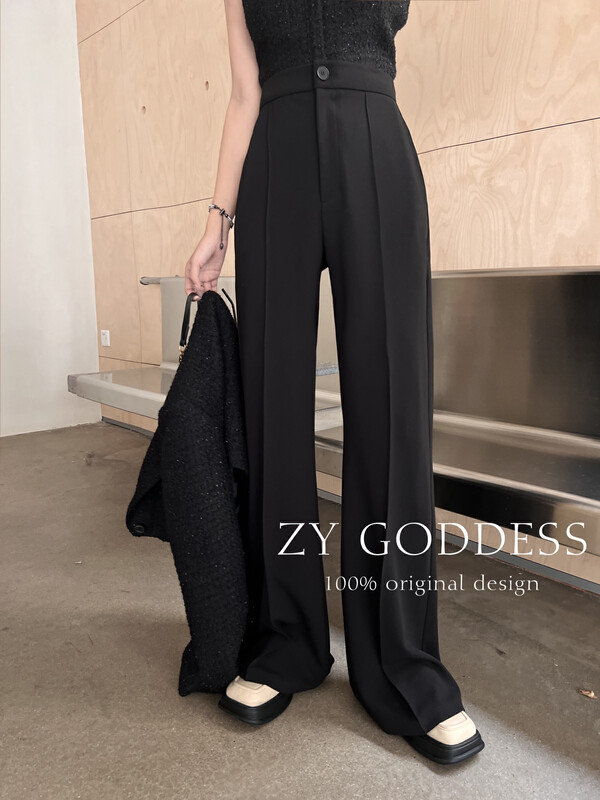 [ZY] Classic all-match thin and droopy loose wide-leg suit pants casual pants (thick elastic) 28082