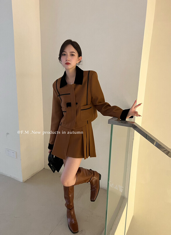 [FEI MAO] Flower bottle and flower high-end coffee color lady temperament suit Z-8596