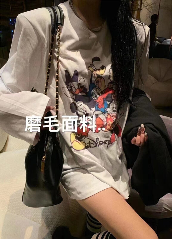 New in autumn! [Yan Zhen] Brushed Mickey shoulder pads loose long-sleeved T-shirt 72235# PCZ