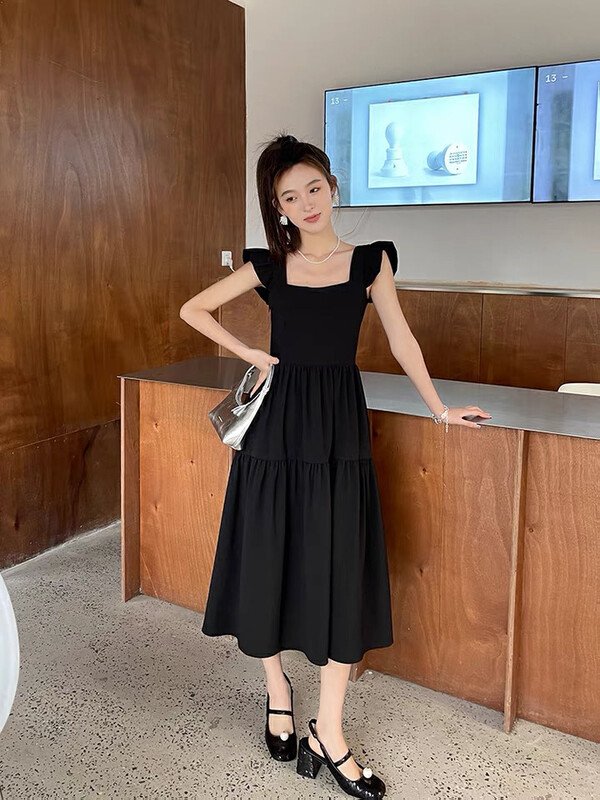 【L.L STUDIO】French Waist Flying Sleeve Dress 77605# PCZ