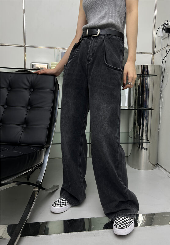New for Autumn!【T-PLATFORM】Simple Straight Casual Loose Jeans (with Belt) V8876# CQW