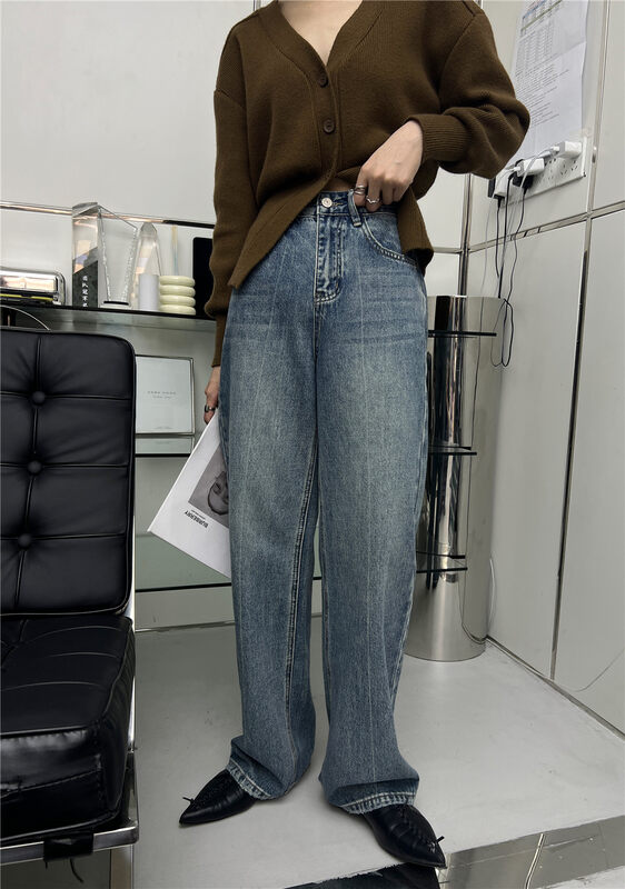 【T-PLATFORM】Korean Style Loose Casual Wide Leg Jeans V8627# CQW