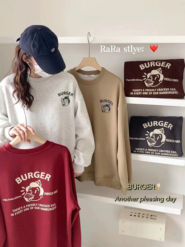 New in autumn! [RARA] Round neck loose cartoon print sweater 79303# LSL
