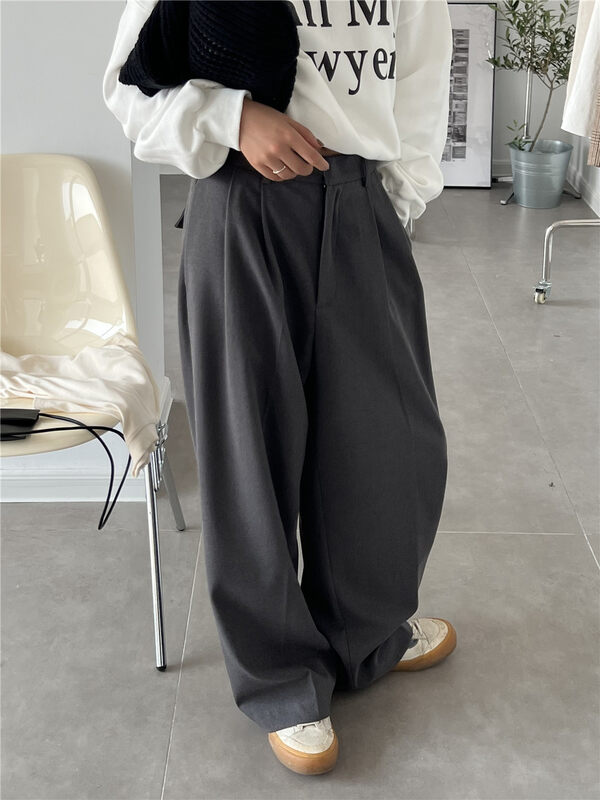 New in autumn! [SANBARA] High-waisted Korean-style wide-leg trousers 9798# LSW
