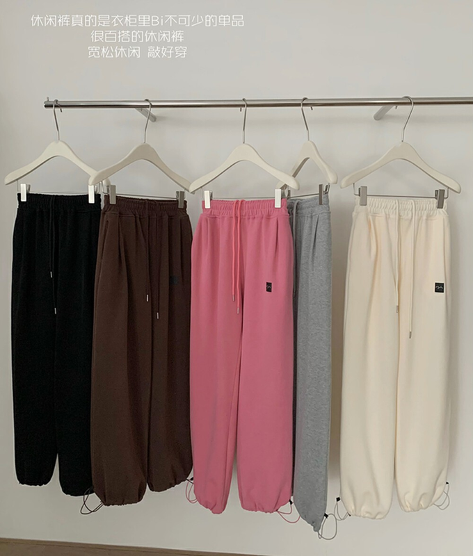 New in autumn!【KAKAJIA】Simple labeling all-match elastic waist casual pants 2747# OZQ