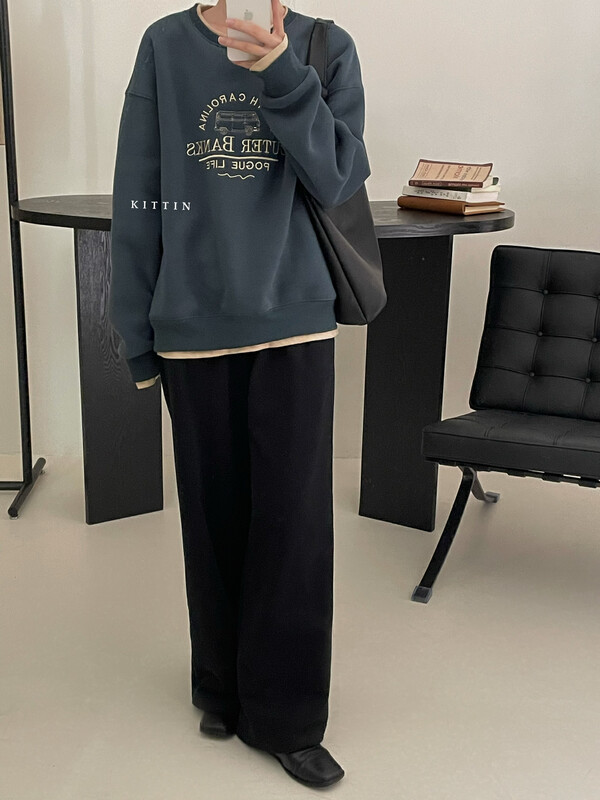 【KITTIN】American Vintage Embroidered Print Sweatshirt 3132