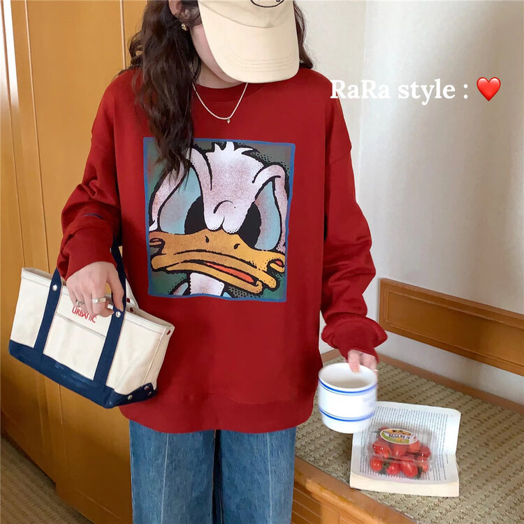 New Autumn!【RARA】Donald Duck Print Pullover Sweater 30228# LSL
