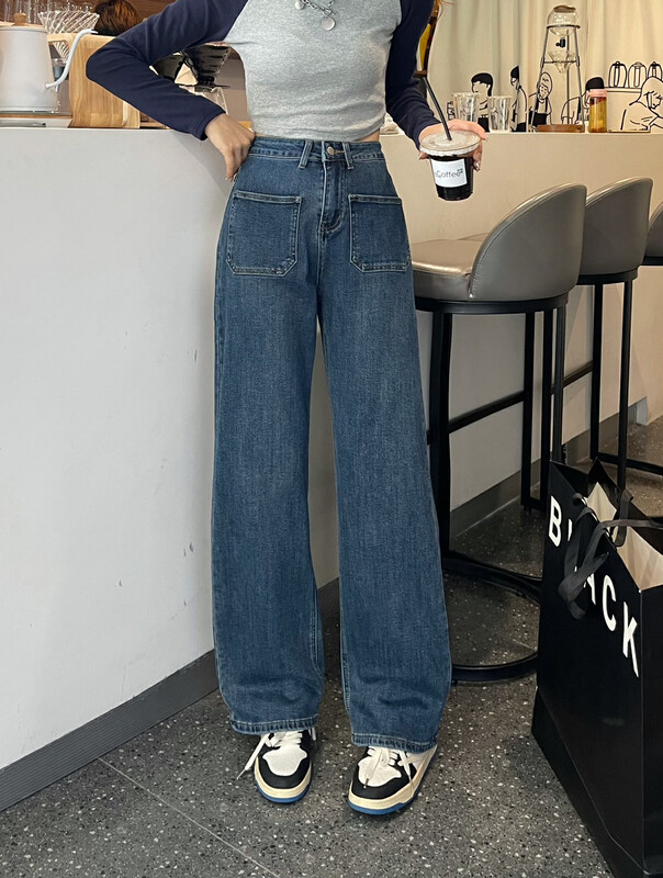 New in autumn! [Enxier] Retro straight wide-leg jeans K3868# FHX