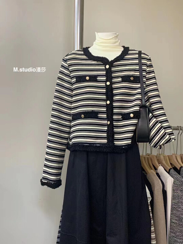 New in autumn! [MSTUDIO Mansha] Korean striped loose casual shirt y6993# HBX