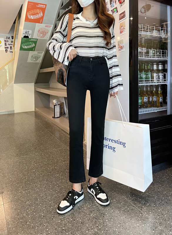 【Enxier】Solid Color Versatile Korean Jeans KZ6682A# FHX