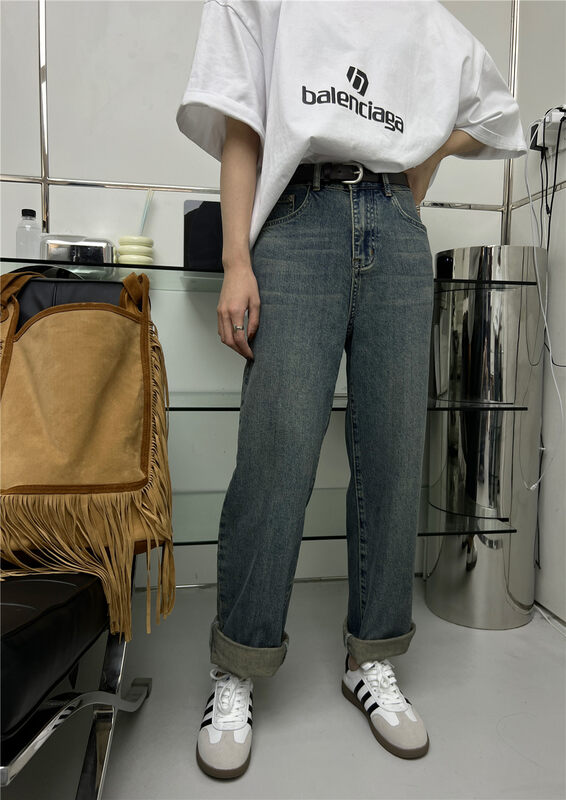 New in autumn!【T-PLATFORM】Simple casual loose harem jeans (with belt) V8770# CQW