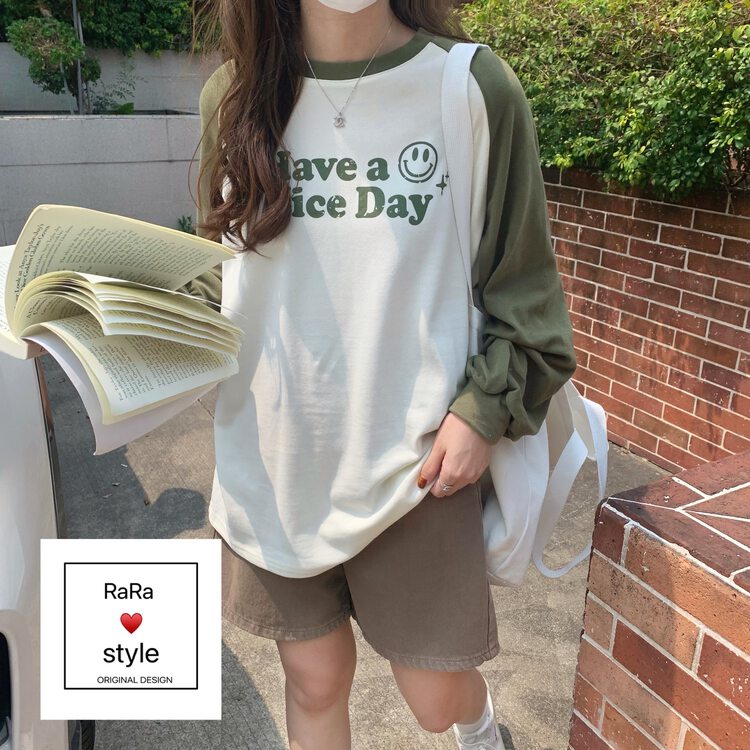 New in autumn!  【RARA】Neutral Casual Loose Colorblock Raglan Sweater 79237# LSL
