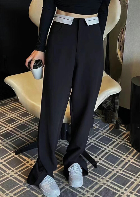 New in autumn! [Yan Zhen] Color matching design waist slit trousers 3518# PCZ