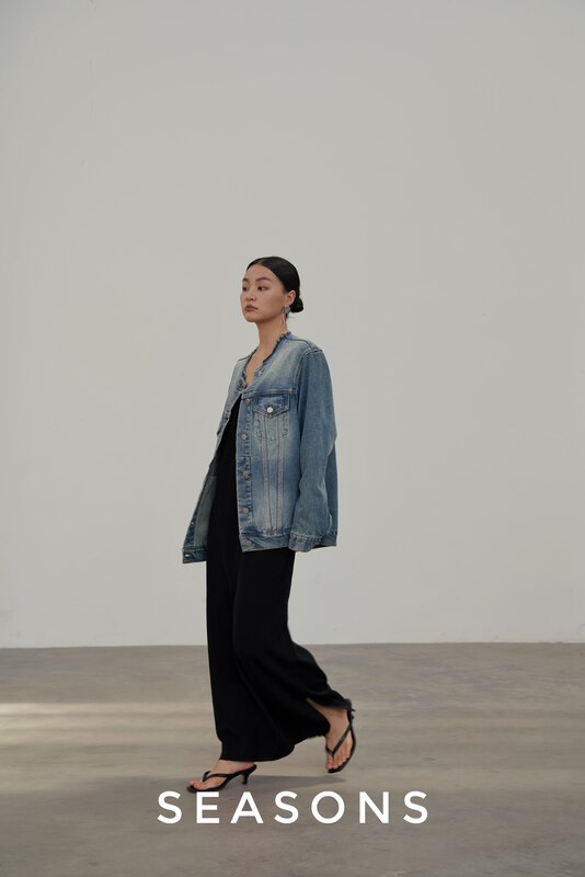 New in early autumn!【SEASONS】Single-breasted textured fashion denim jacket 66101# XYJ