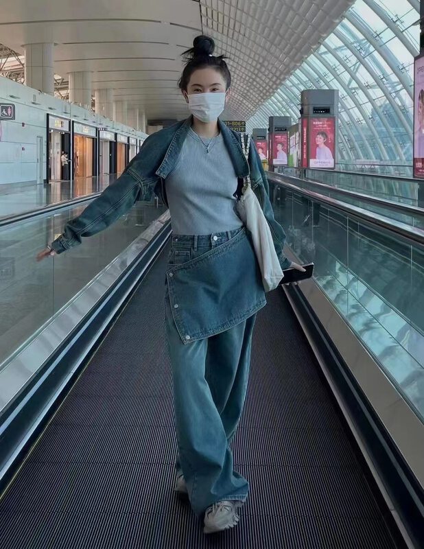 Autumn and winter new style! [Yan Zhen] Custom-made straight-leg jeans with a niche design (with a detachable skirt) 53777# PCZ