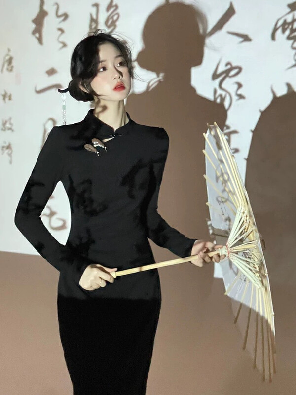 【L.L STUDIO】Chinese style retro improved cheongsam dress (with brooch) 78147# PCZ