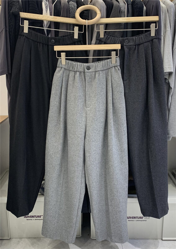 New in autumn!【SANBARA】Korean style woolen wide-leg casual pants 9799# LSW
