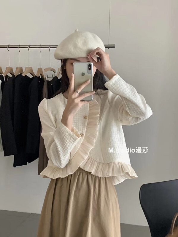 New in early autumn! [MSTUDIO Mansha] Gentle temperament ruffled shirt Y6883# HBX