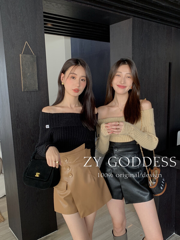 [ZY] Hot girl with hole and one shoulder Korean small standard sweater knitted sweater ((including 20 wool)) Z03# JHY