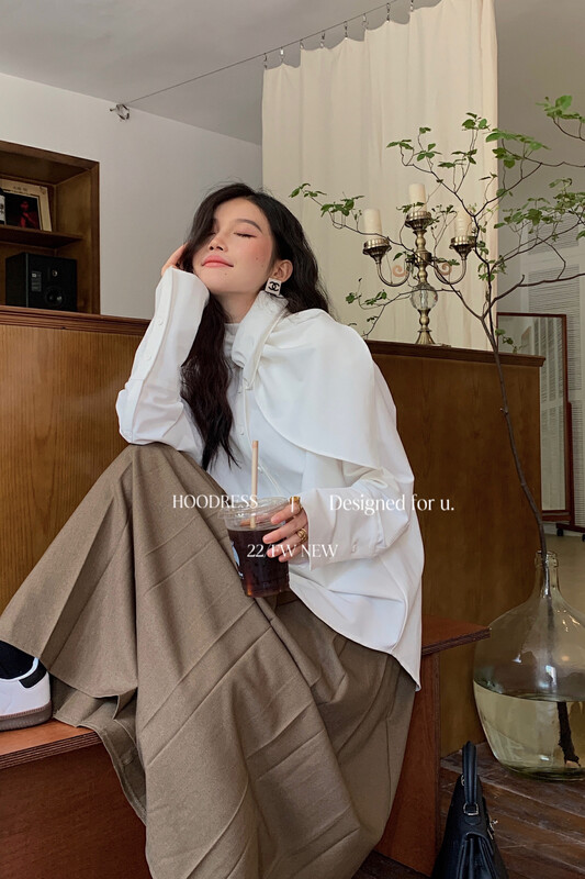 Autumn is new! [Fire HOODRESS] design gentle light luxury scarf design shirt 22505# JHY