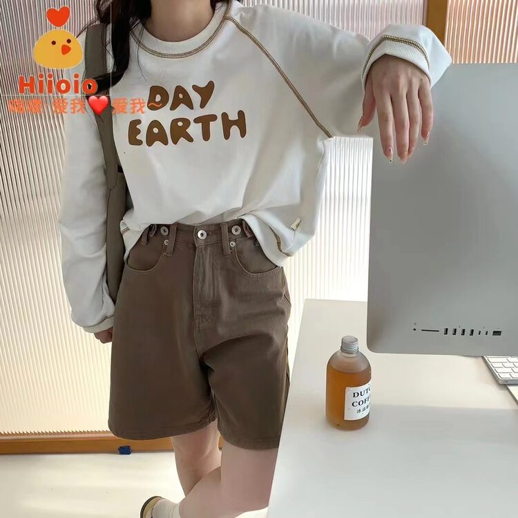 New in early autumn! [HIIOIO] Topline letter printed long-sleeved T-shirt 79256# LSL