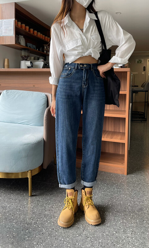 Autumn is new! [En Xier] Korean version of all-match thin, semi-elastic, two-button harem jeans K3335-1# FHX